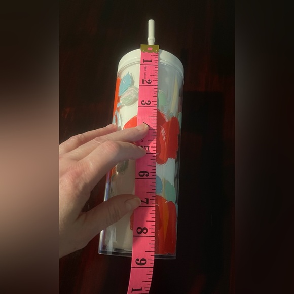 Kate Spade Insulated Tumbler 20oz Acrylic Travel Cup with Lid, Brushy Rose - Picture 8 of 9